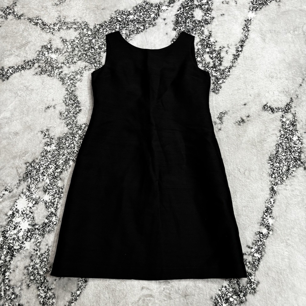 Talbots Embellished Day Black Dress Womens Size 10 Silk Wool Sleeveless A Line